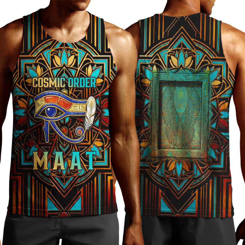 Ma’at Eye of Horus Men Tank Top Egyptian Feather Celebrating Truth