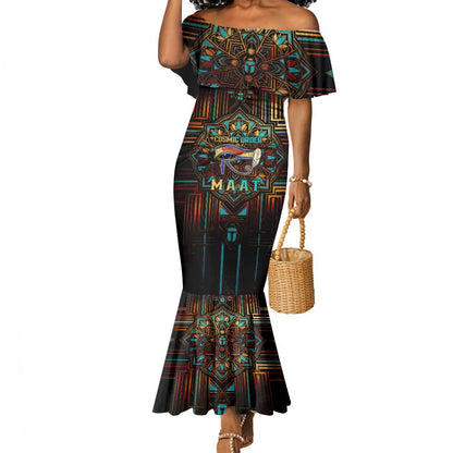 Ma’at Eye of Horus Mermaid Dress Egyptian Feather Celebrating Truth