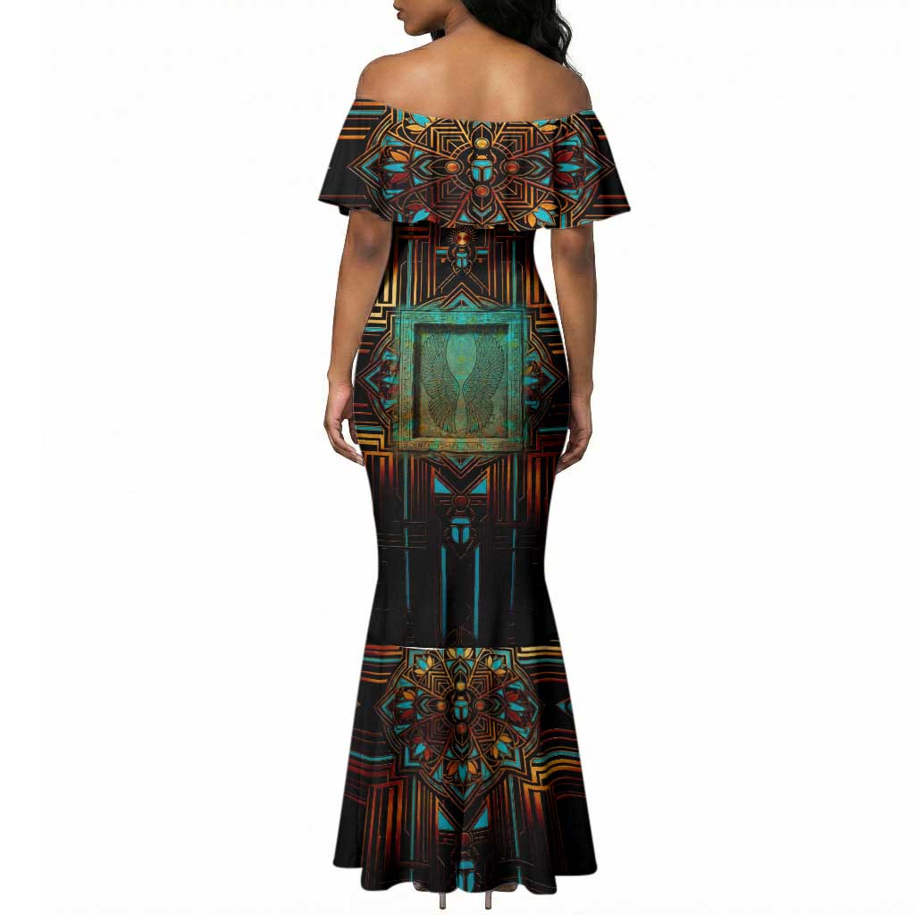 Ma’at Eye of Horus Mermaid Dress Egyptian Feather Celebrating Truth
