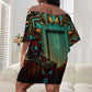 Ma’at Eye of Horus Off Shoulder Short Dress Egyptian Feather Celebrating Truth