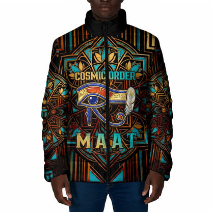 Ma’at Eye of Horus Padded Jacket Egyptian Feather Celebrating Truth