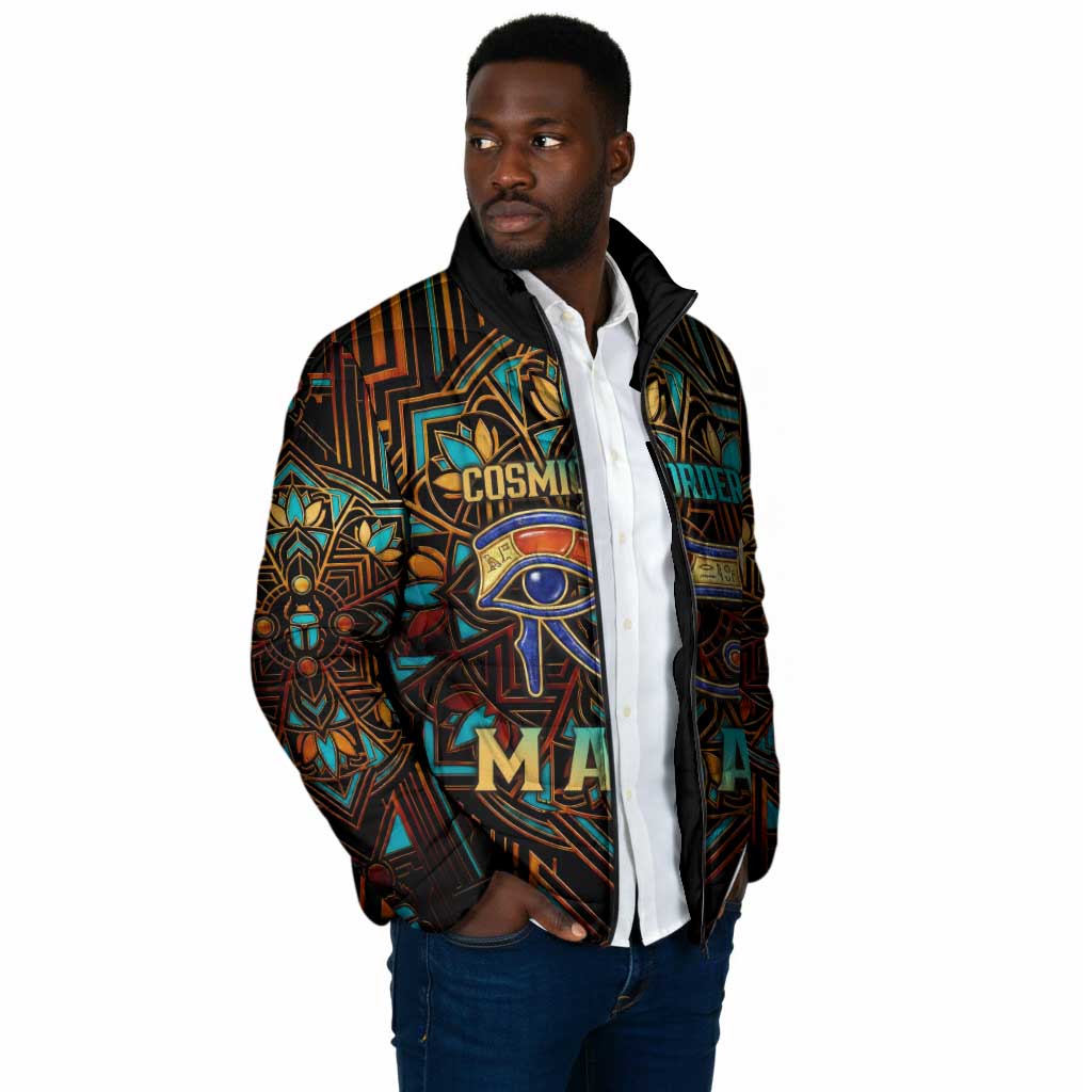 Ma’at Eye of Horus Padded Jacket Egyptian Feather Celebrating Truth