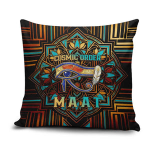 Ma’at Eye of Horus Pillow Cover Egyptian Feather Celebrating Truth