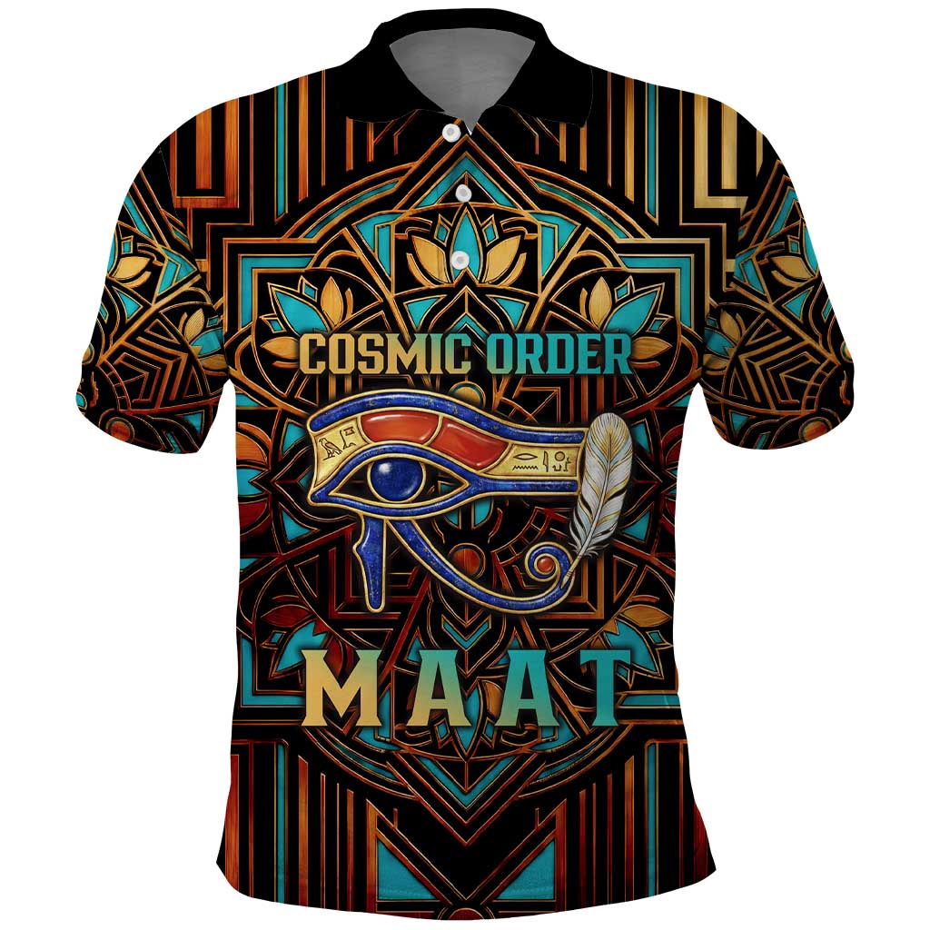 Ma’at Eye of Horus Polo Shirt Egyptian Feather Celebrating Truth