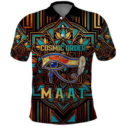 Ma’at Eye of Horus Polo Shirt Egyptian Feather Celebrating Truth
