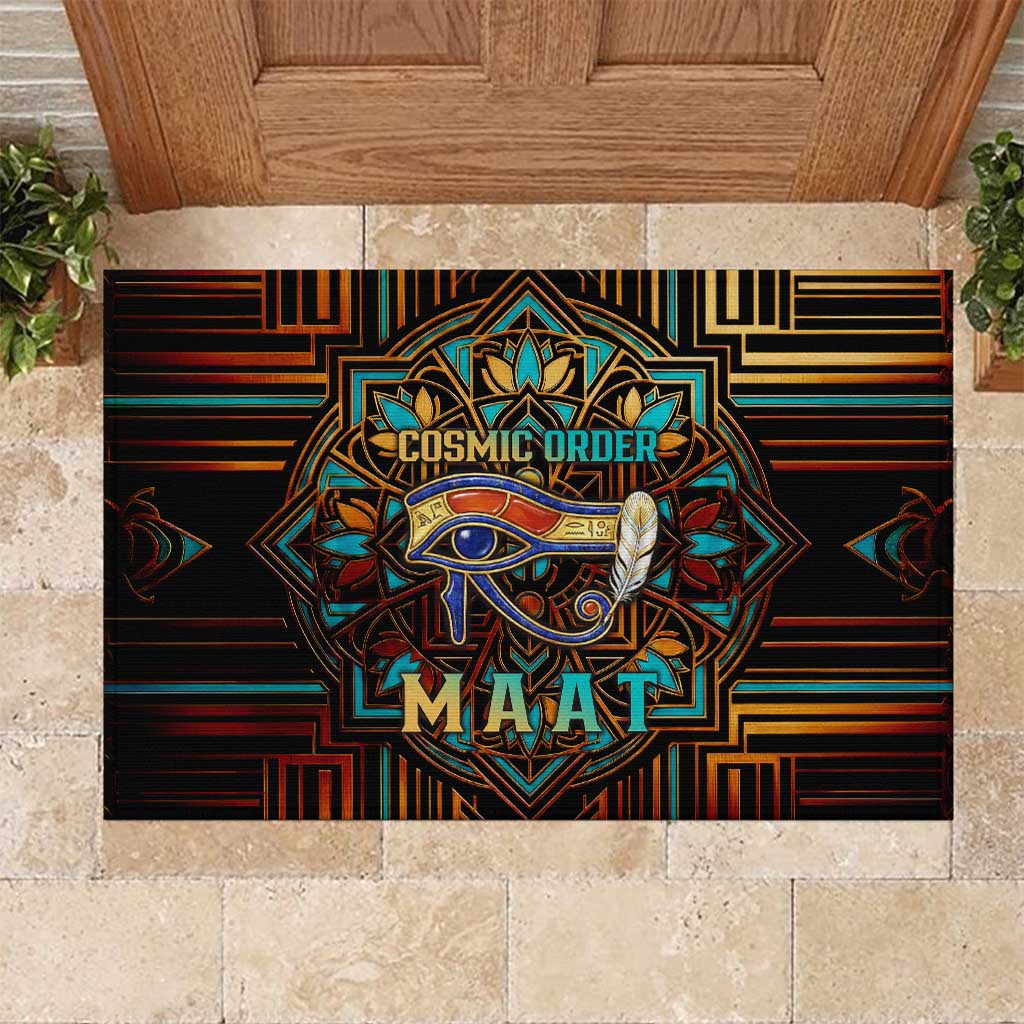 Ma’at Eye of Horus Rubber Doormat Egyptian Feather Celebrating Truth