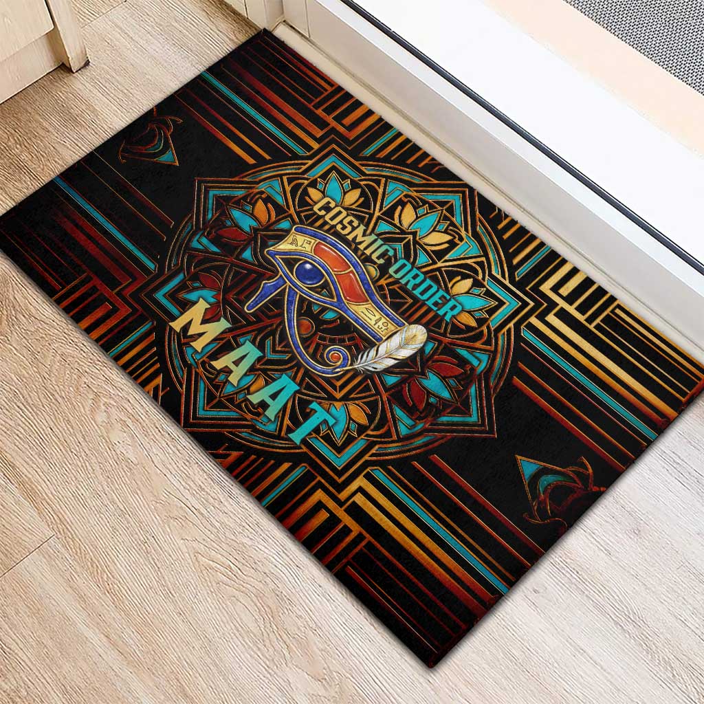 Ma’at Eye of Horus Rubber Doormat Egyptian Feather Celebrating Truth