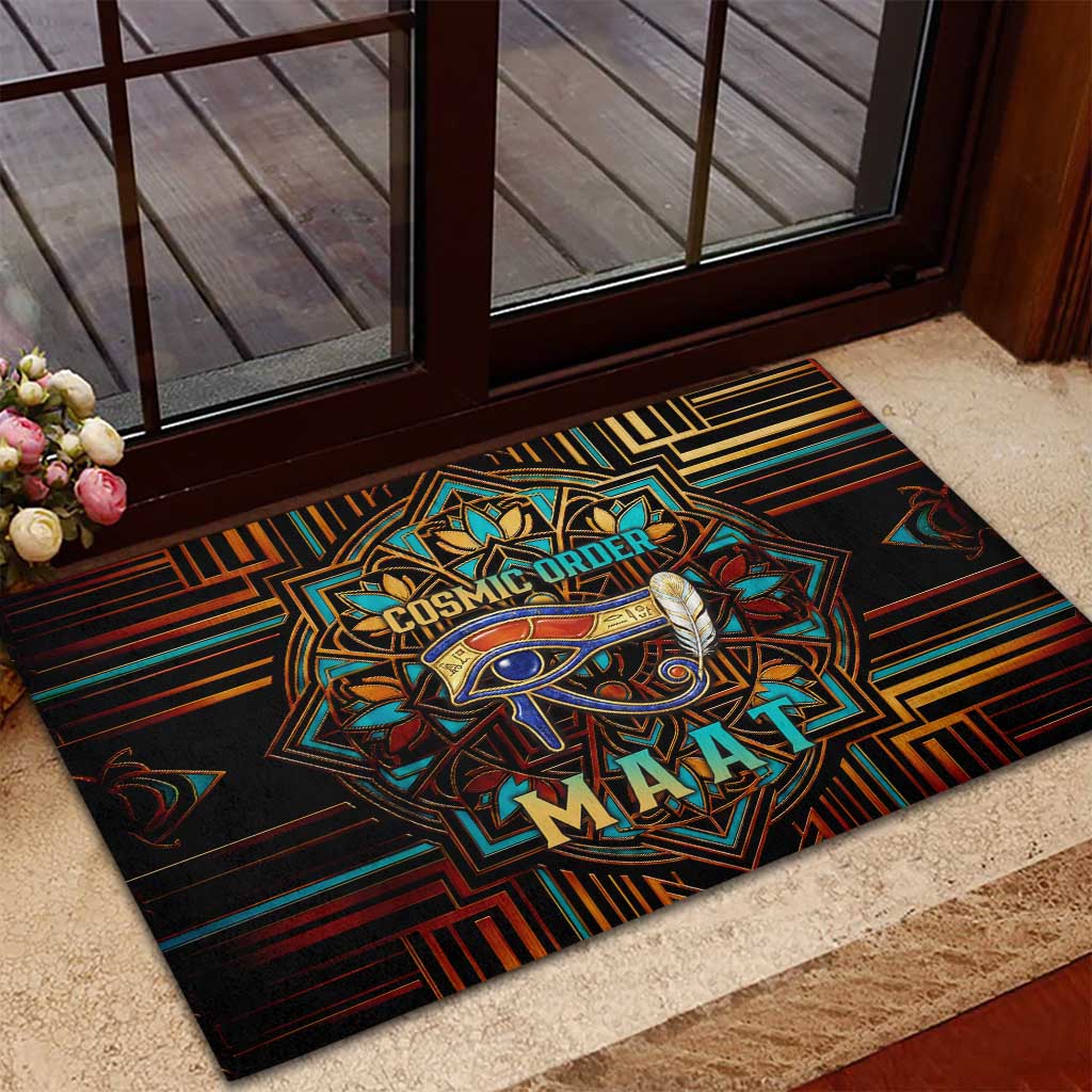 Ma’at Eye of Horus Rubber Doormat Egyptian Feather Celebrating Truth