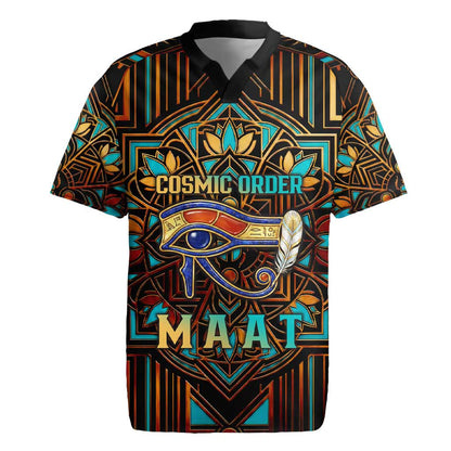 Ma’at Eye of Horus Rugby Jersey Egyptian Feather Celebrating Truth