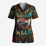 Ma’at Eye of Horus Scrub Top Egyptian Feather Celebrating Truth