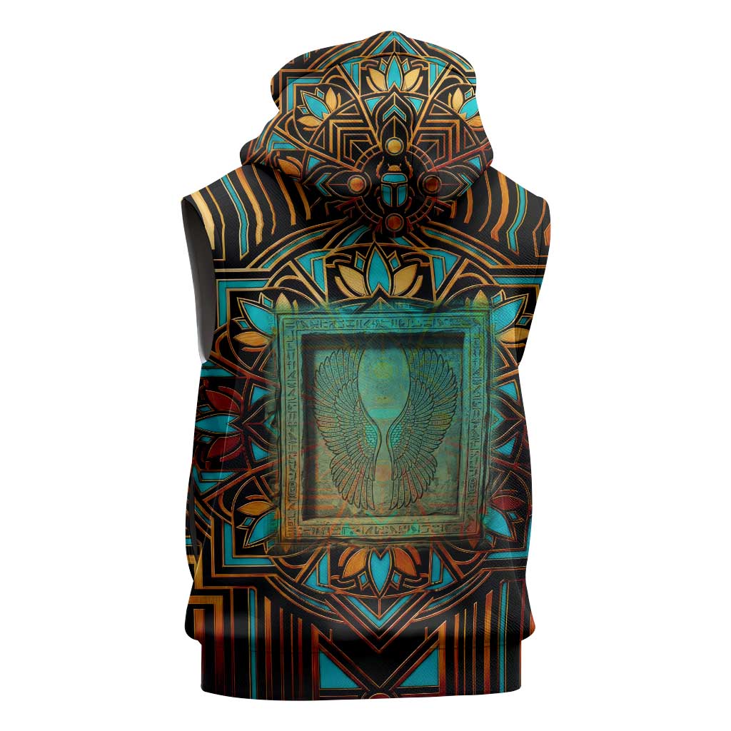 Ma’at Eye of Horus Sleeveless Hoodie Egyptian Feather Celebrating Truth