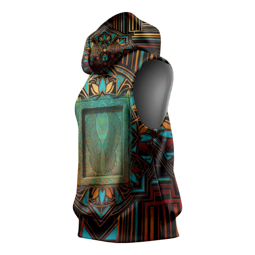 Ma’at Eye of Horus Sleeveless Hoodie Egyptian Feather Celebrating Truth