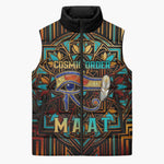Ma’at Eye of Horus Sleeveless Puffer Jacket Egyptian Feather Celebrating Truth