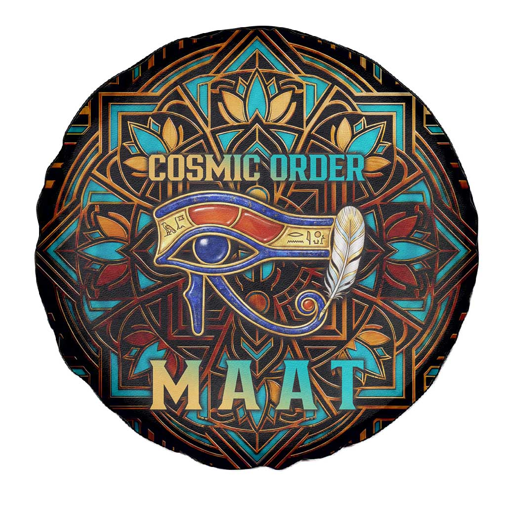 Ma’at Eye of Horus Spare Tire Cover Egyptian Feather Celebrating Truth