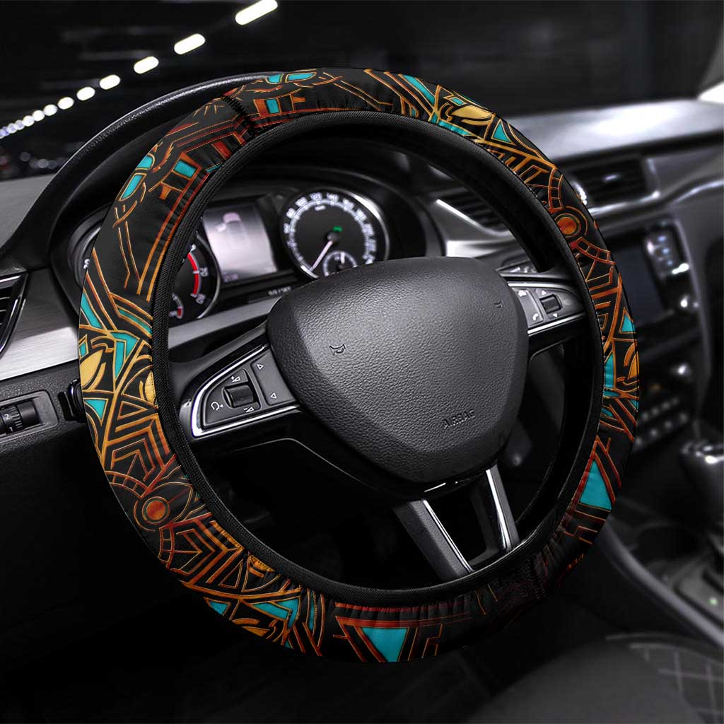 Ma’at Eye of Horus Steering Wheel Cover Egyptian Feather Celebrating Truth