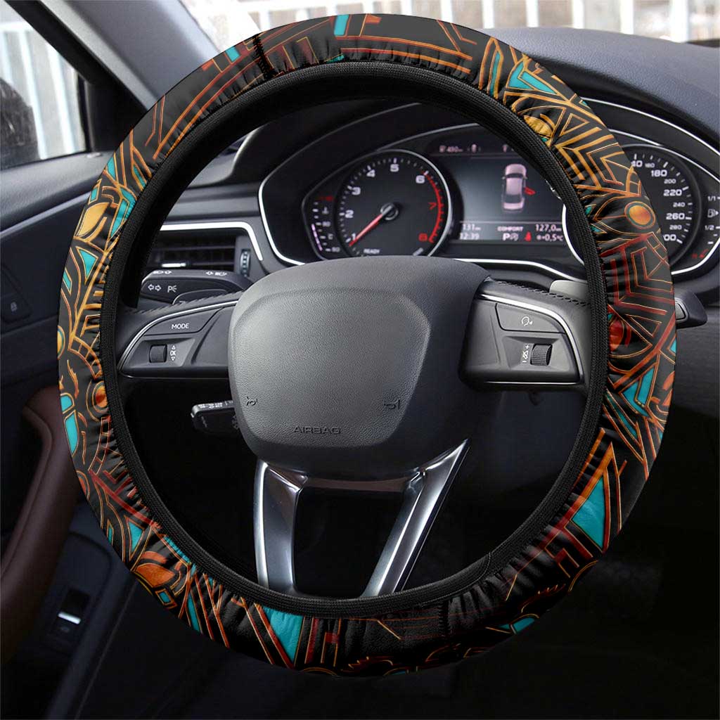 Ma’at Eye of Horus Steering Wheel Cover Egyptian Feather Celebrating Truth