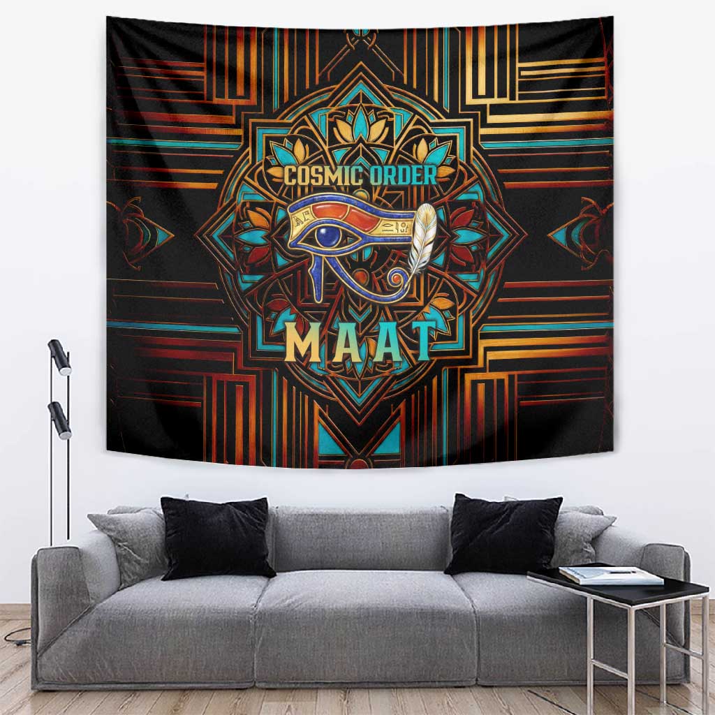 Ma’at Eye of Horus Tapestry Egyptian Feather Celebrating Truth