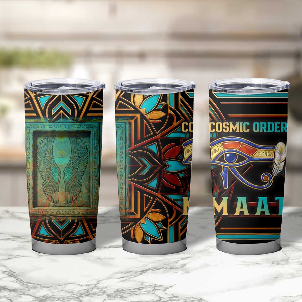 Ma’at Eye of Horus Tumbler Cup Egyptian Feather Celebrating Truth