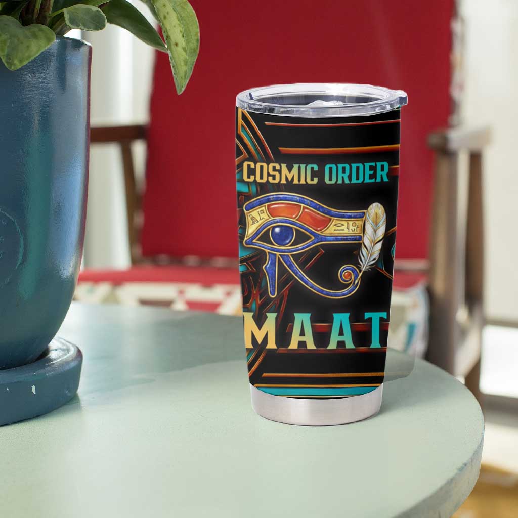 Ma’at Eye of Horus Tumbler Cup Egyptian Feather Celebrating Truth