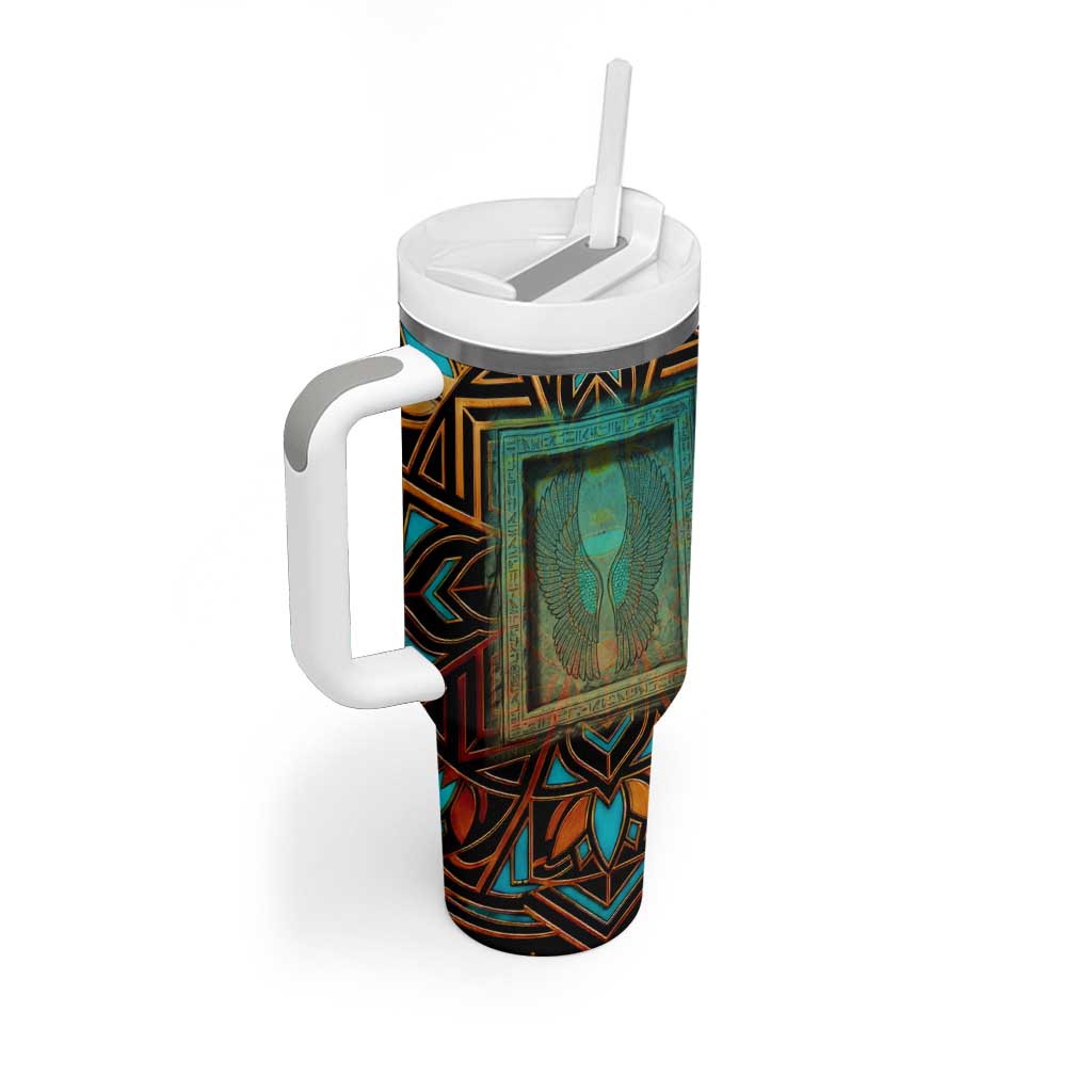 Ma’at Eye of Horus Tumbler With Handle Egyptian Feather Celebrating Truth