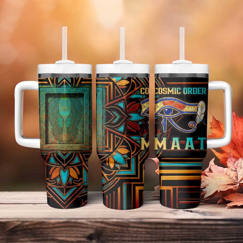 Ma’at Eye of Horus Tumbler With Handle Egyptian Feather Celebrating Truth