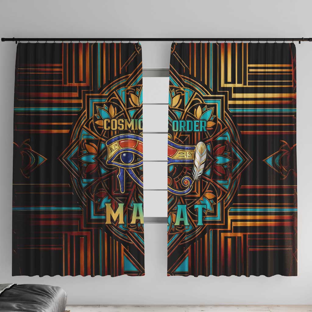 Ma’at Eye of Horus Window Curtain Egyptian Feather Celebrating Truth