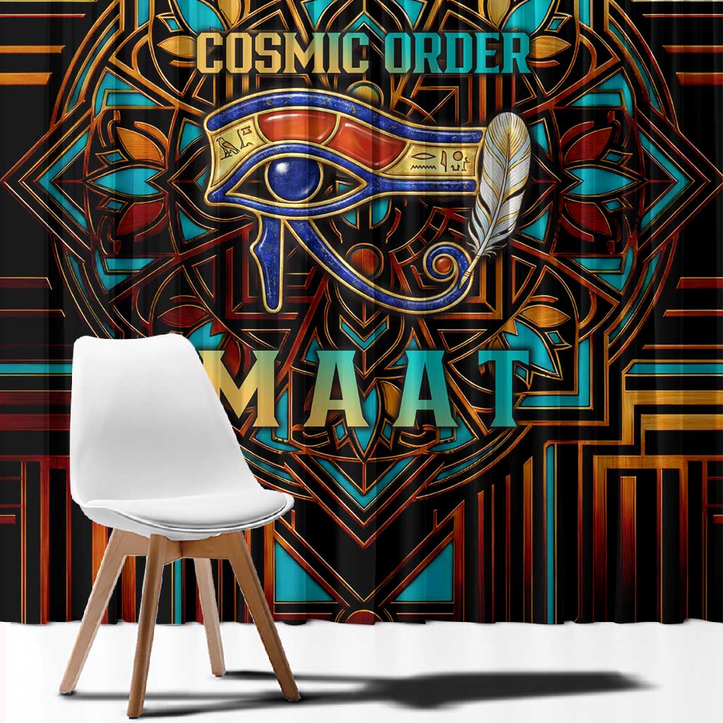 Ma’at Eye of Horus Window Curtain Egyptian Feather Celebrating Truth