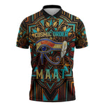 Ma’at Eye of Horus Zipper Polo Shirt Egyptian Feather Celebrating Truth