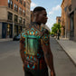 Ma’at Eye of Horus Zipper Polo Shirt Egyptian Feather Celebrating Truth
