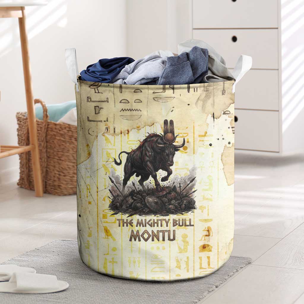 Montu Egyptian Laundry Basket War God Mighty Bull Symbol Ancient Power Hieroglyphic