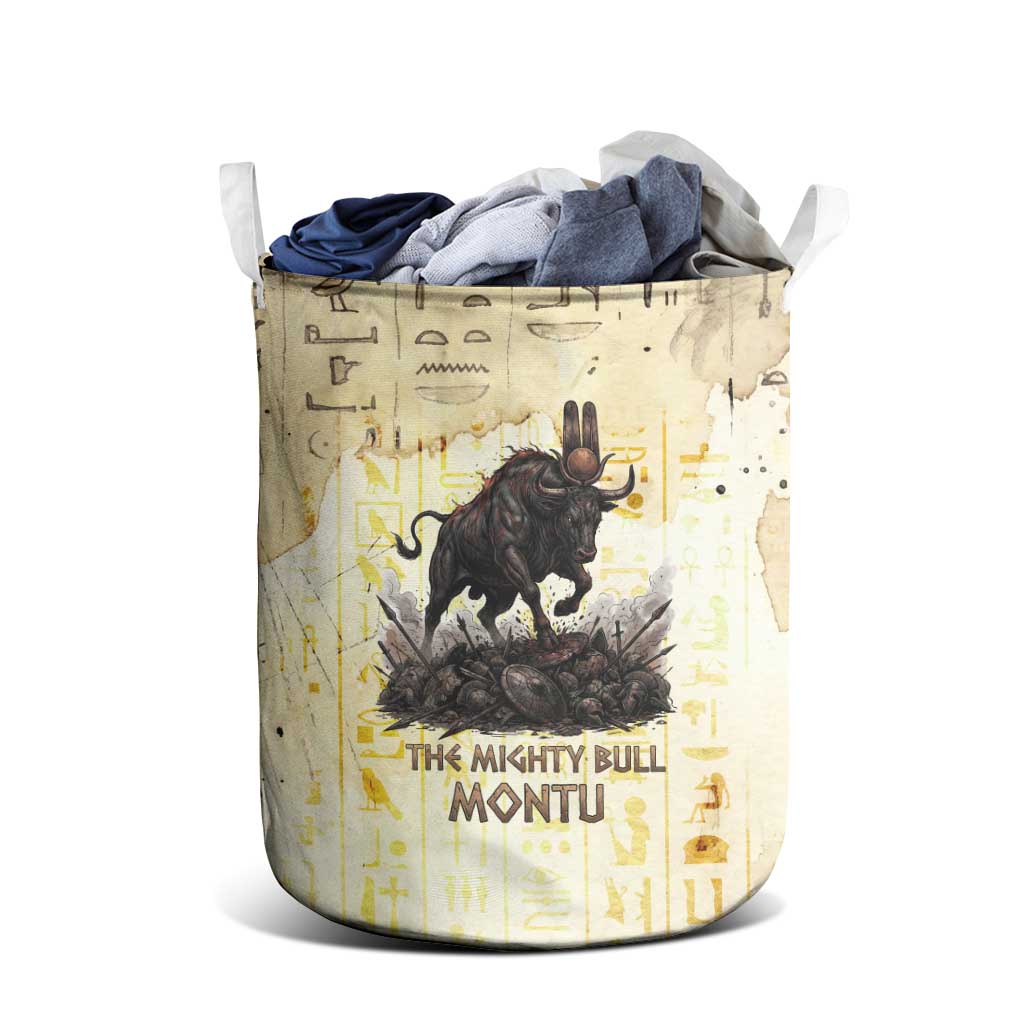 Montu Egyptian Laundry Basket War God Mighty Bull Symbol Ancient Power Hieroglyphic