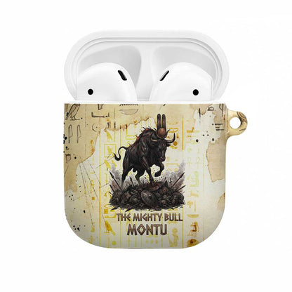 Montu Egyptian AirPods Case War God Mighty Bull Symbol Ancient Power Hieroglyphic