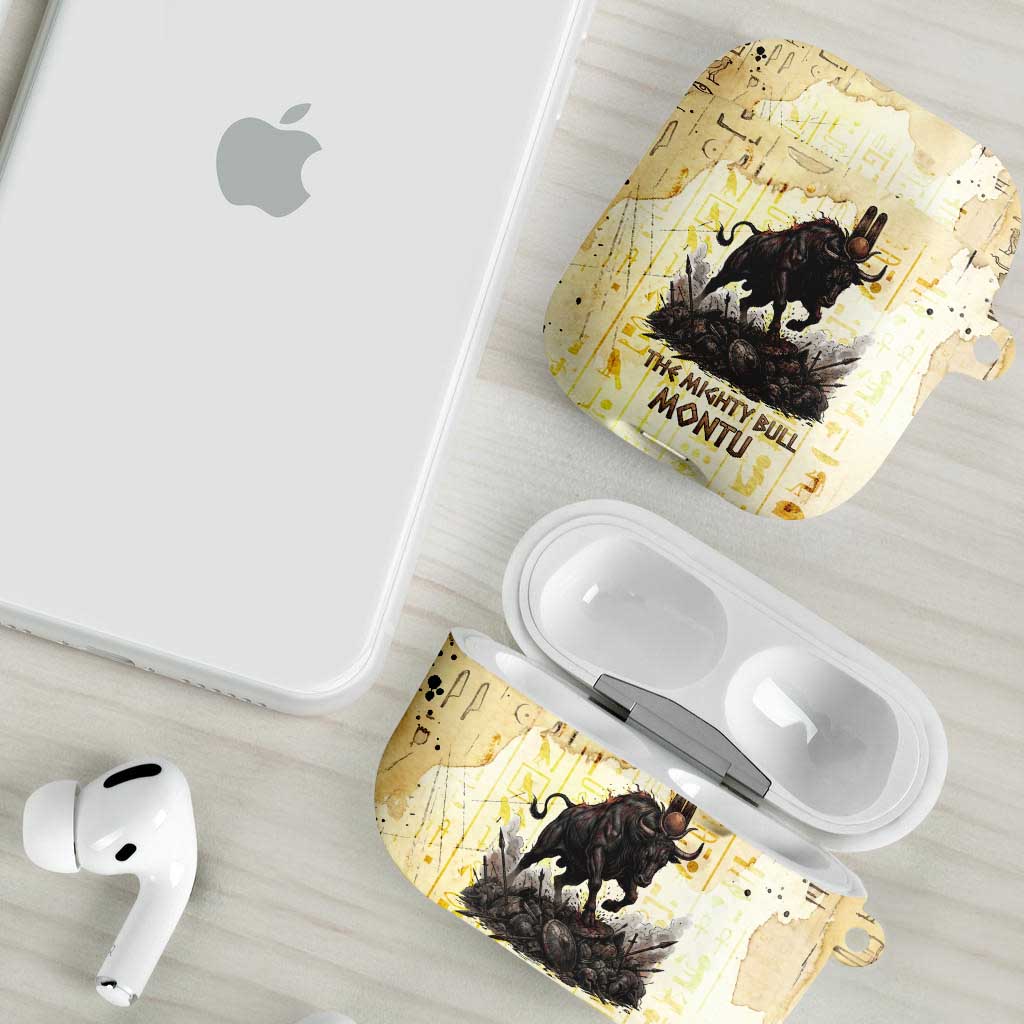 Montu Egyptian AirPods Case War God Mighty Bull Symbol Ancient Power Hieroglyphic