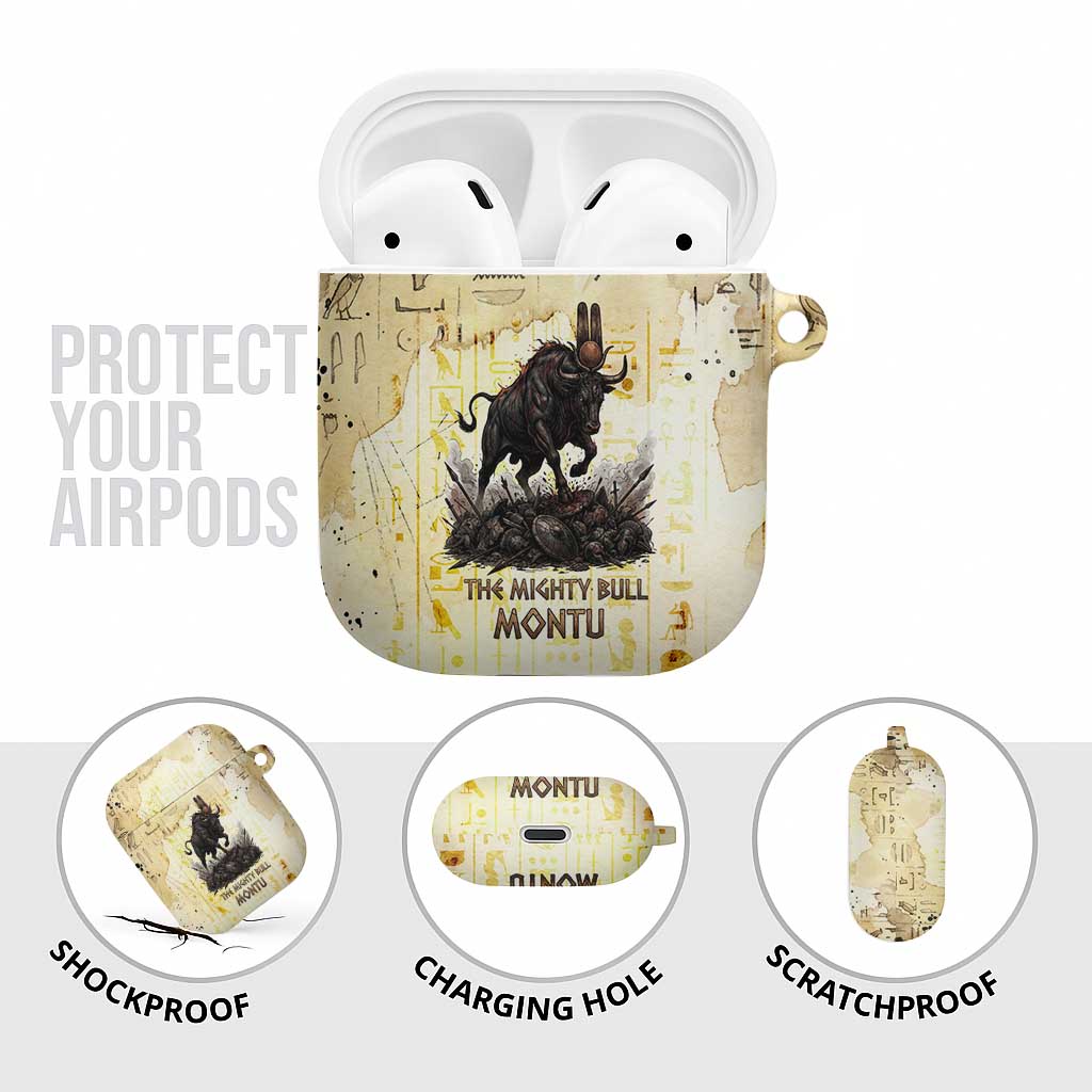 Montu Egyptian AirPods Case War God Mighty Bull Symbol Ancient Power Hieroglyphic