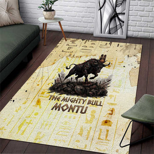 Montu Egyptian Area Rug War God Mighty Bull Symbol Ancient Power Hieroglyphic