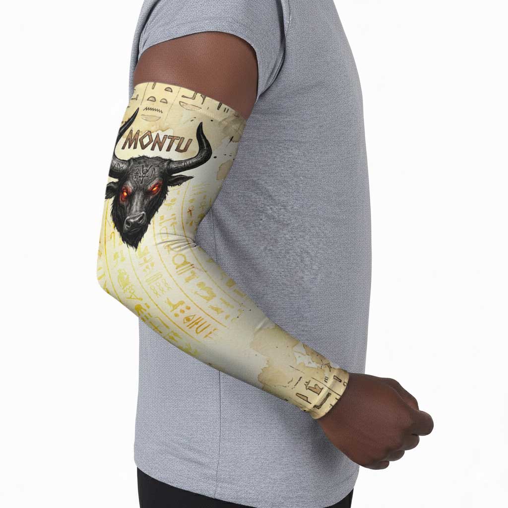 Montu Egyptian Arm Sleeves War God Mighty Bull Symbol Ancient Power Hieroglyphic