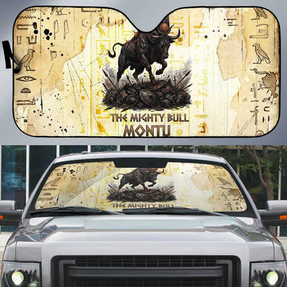 Montu Egyptian Auto Sun Shade War God Mighty Bull Symbol Ancient Power Hieroglyphic