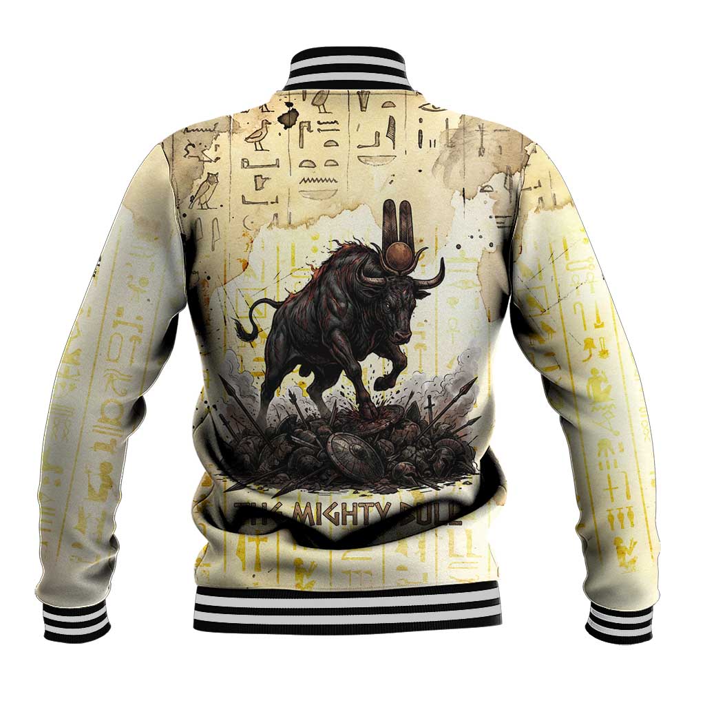 Montu Egyptian Baseball Jacket War God Mighty Bull Symbol Ancient Power Hieroglyphic
