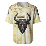 Montu Egyptian Baseball Jersey War God Mighty Bull Symbol Ancient Power Hieroglyphic