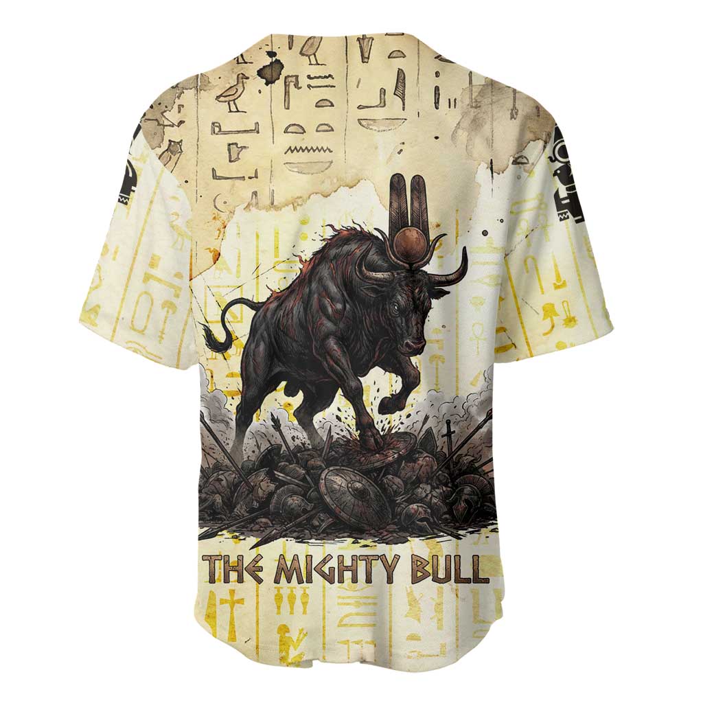 Montu Egyptian Baseball Jersey War God Mighty Bull Symbol Ancient Power Hieroglyphic