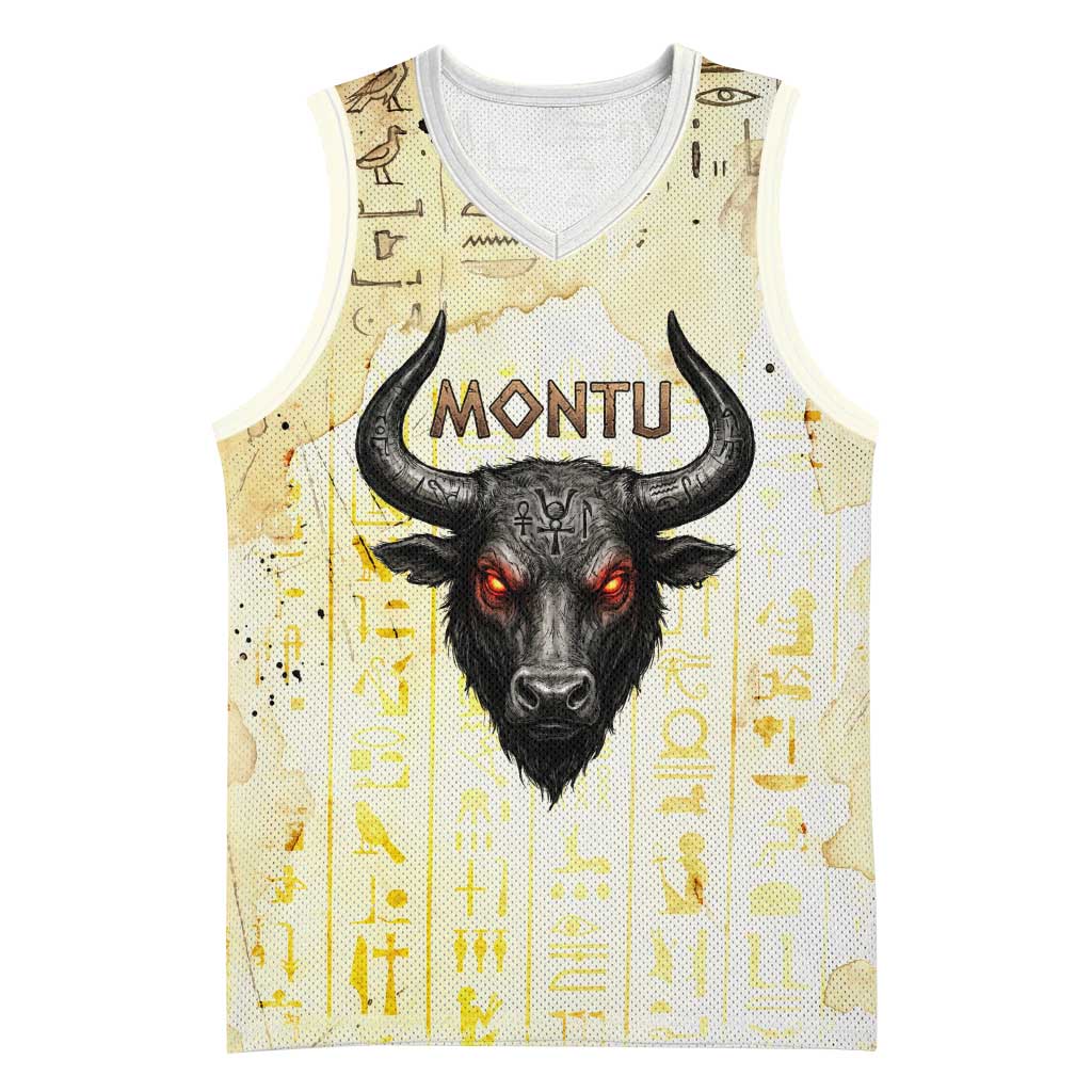 Montu Egyptian Basketball Jersey War God Mighty Bull Symbol Ancient Power Hieroglyphic