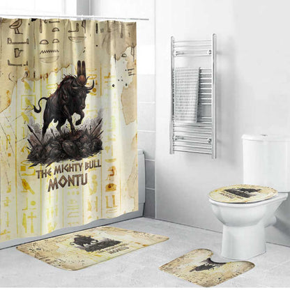 Montu Egyptian Bathroom Set War God Mighty Bull Symbol Ancient Power Hieroglyphic