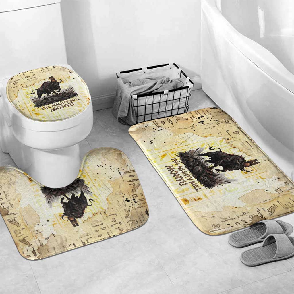 Montu Egyptian Bathroom Set War God Mighty Bull Symbol Ancient Power Hieroglyphic