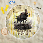 Montu Egyptian Beach Blanket War God Mighty Bull Symbol Ancient Power Hieroglyphic