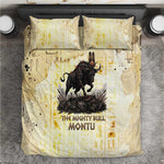 Montu Egyptian Bedding Set War God Mighty Bull Symbol Ancient Power Hieroglyphic