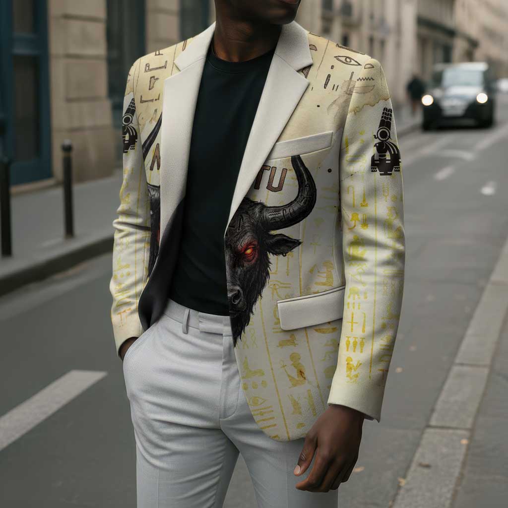 Montu Egyptian Blazer War God Mighty Bull Symbol Ancient Power Hieroglyphic