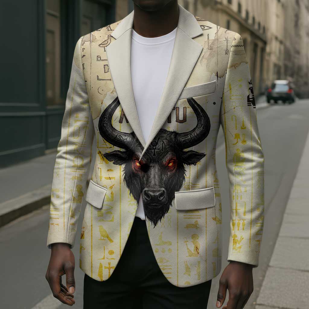 Montu Egyptian Blazer War God Mighty Bull Symbol Ancient Power Hieroglyphic