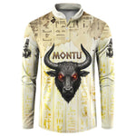 Montu Egyptian Button Sweatshirt War God Mighty Bull Symbol Ancient Power Hieroglyphic