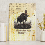 Montu Egyptian Canvas Wall Art War God Mighty Bull Symbol Ancient Power Hieroglyphic