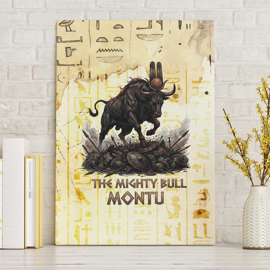 Montu Egyptian Canvas Wall Art War God Mighty Bull Symbol Ancient Power Hieroglyphic